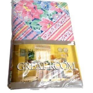 Vintage Great Room Country Charm Colorful 52x70 Vinyl Oblong Tablecloth New
